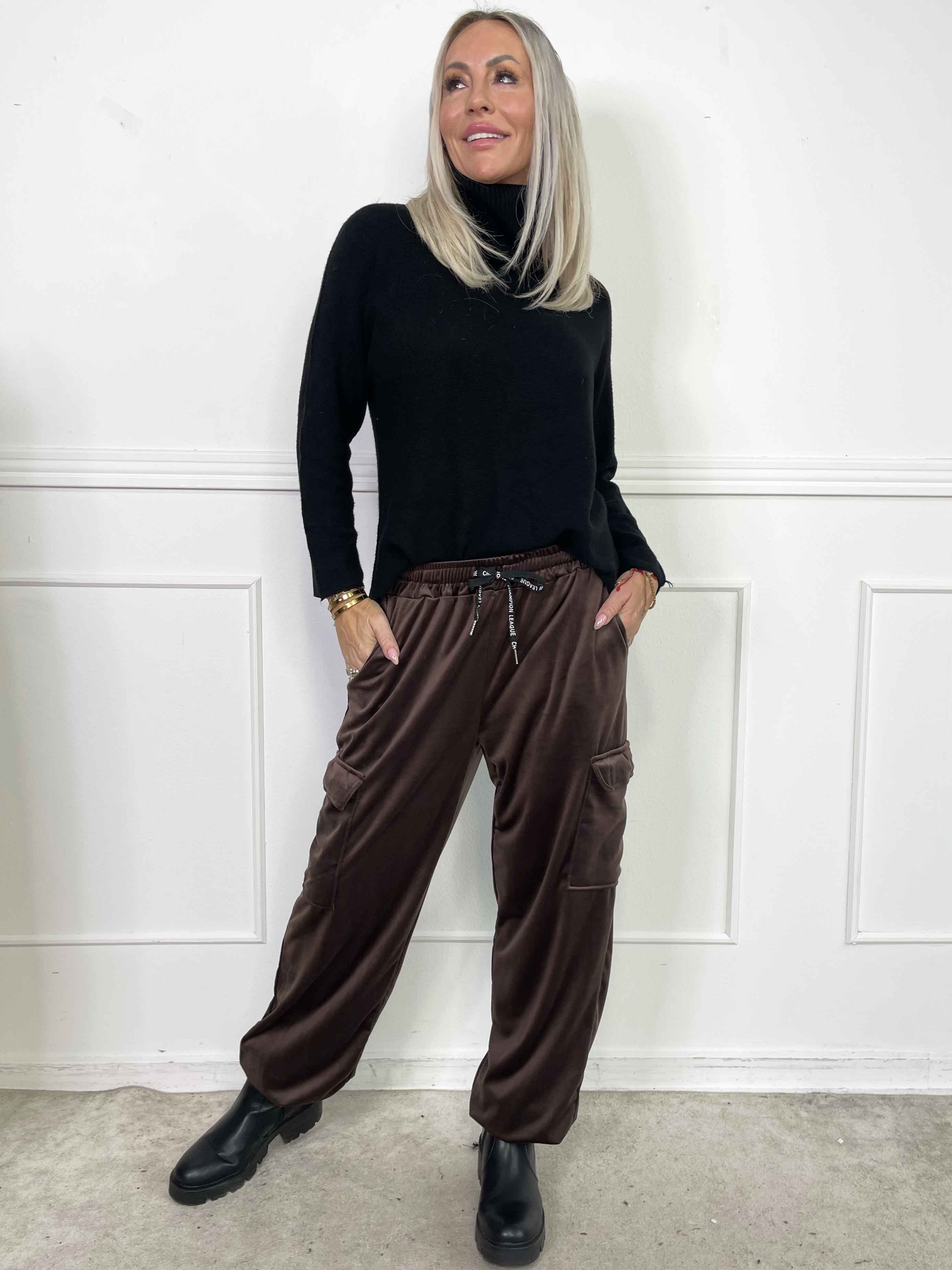 Pippa - Bløde cargobukser i velour